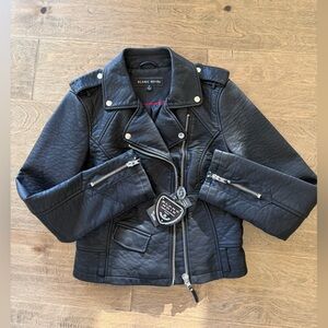 Blanc Noir Black Vegan Leather Black Moto Jacket, size Medium, NWT